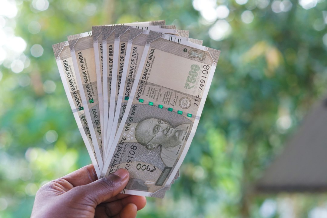 Persona sosteniendo billetes de rupias indias