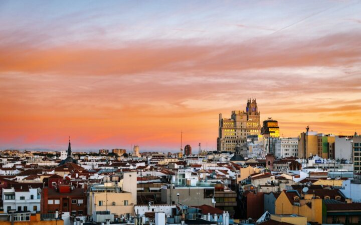 Vista aérea del skyline de Madrid