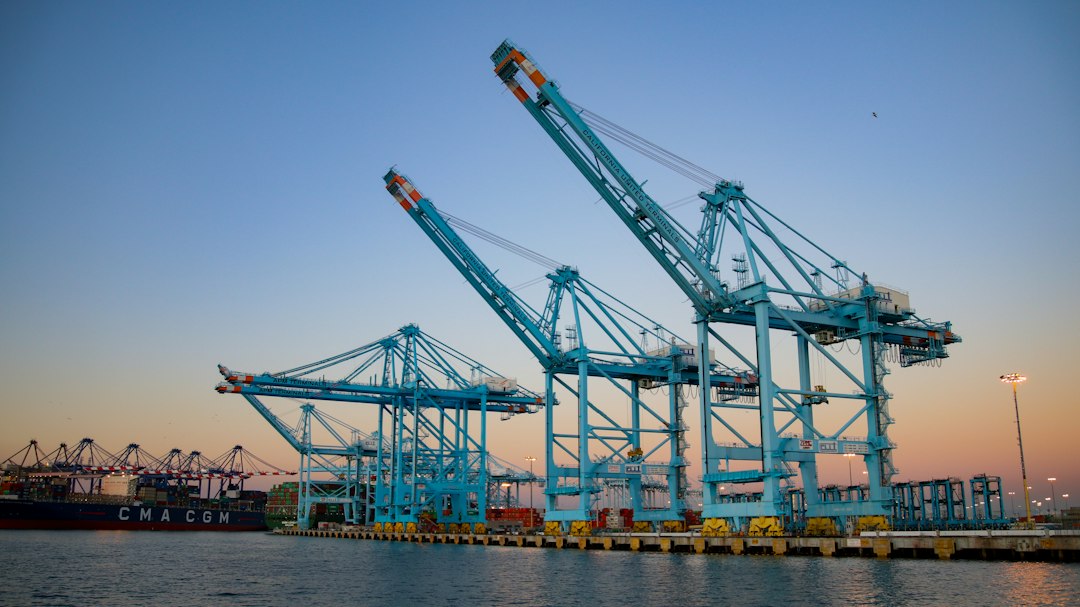 Grúas operando en una terminal de contenedores