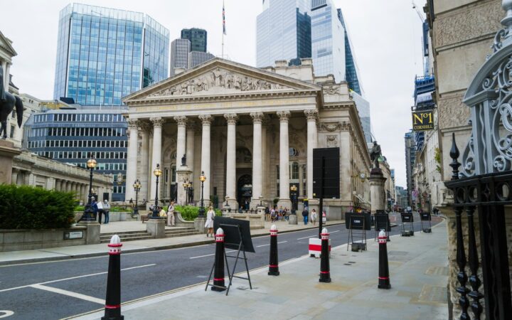 Royal Exchange en el distrito financiero de Londres